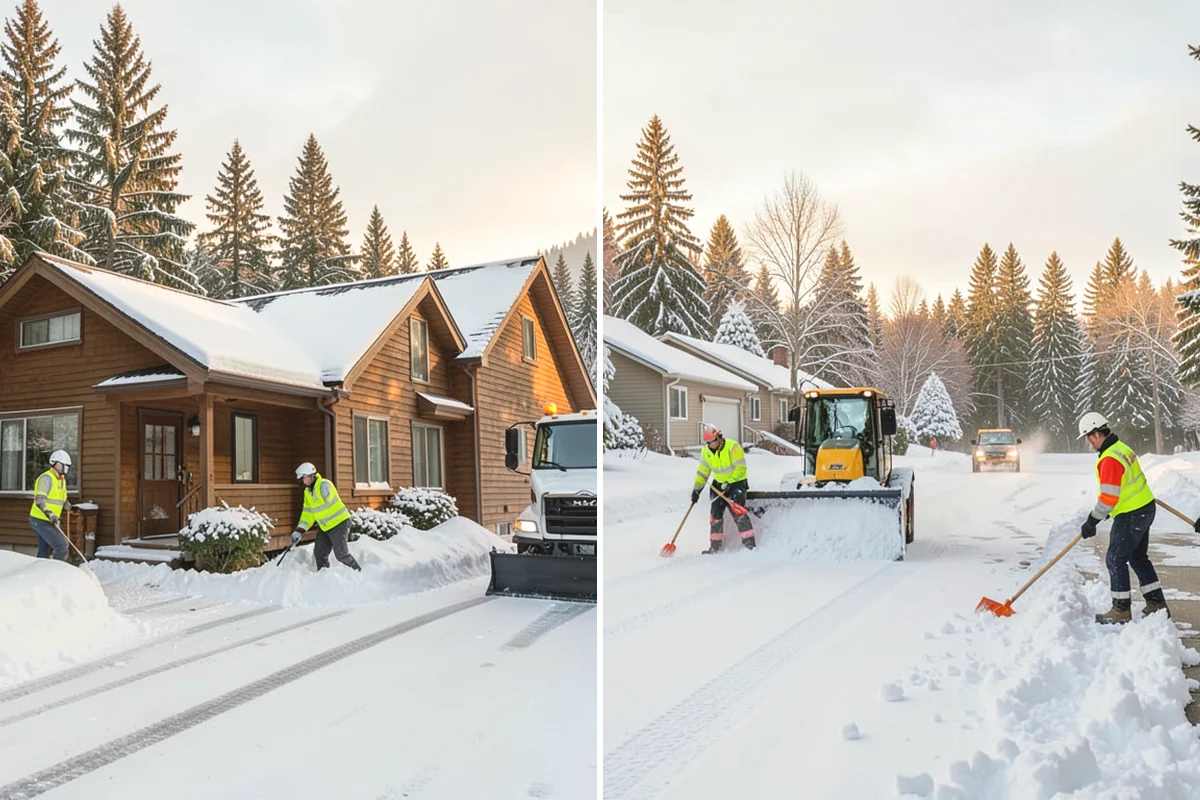 Single-Car Driveway Snow Removal in Edgewood, Pierce County, WA - We clear the driveway to the pavement