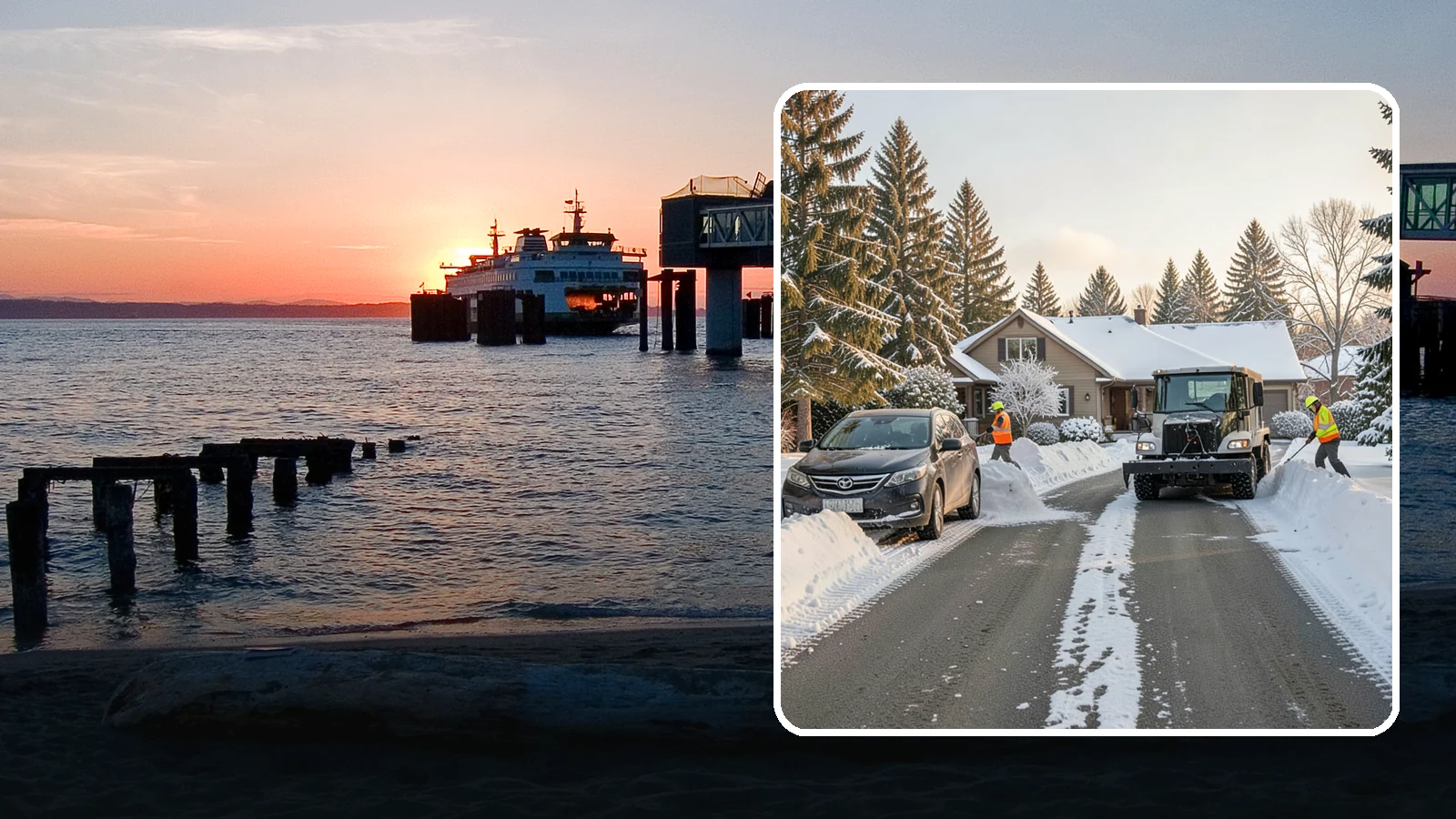 Single-Car Driveway Snow Removal in Edmonds, Snohomish County, WA - We clear compact single-car driveways quickly so you can get out the door on a snowy Western Washington morning.