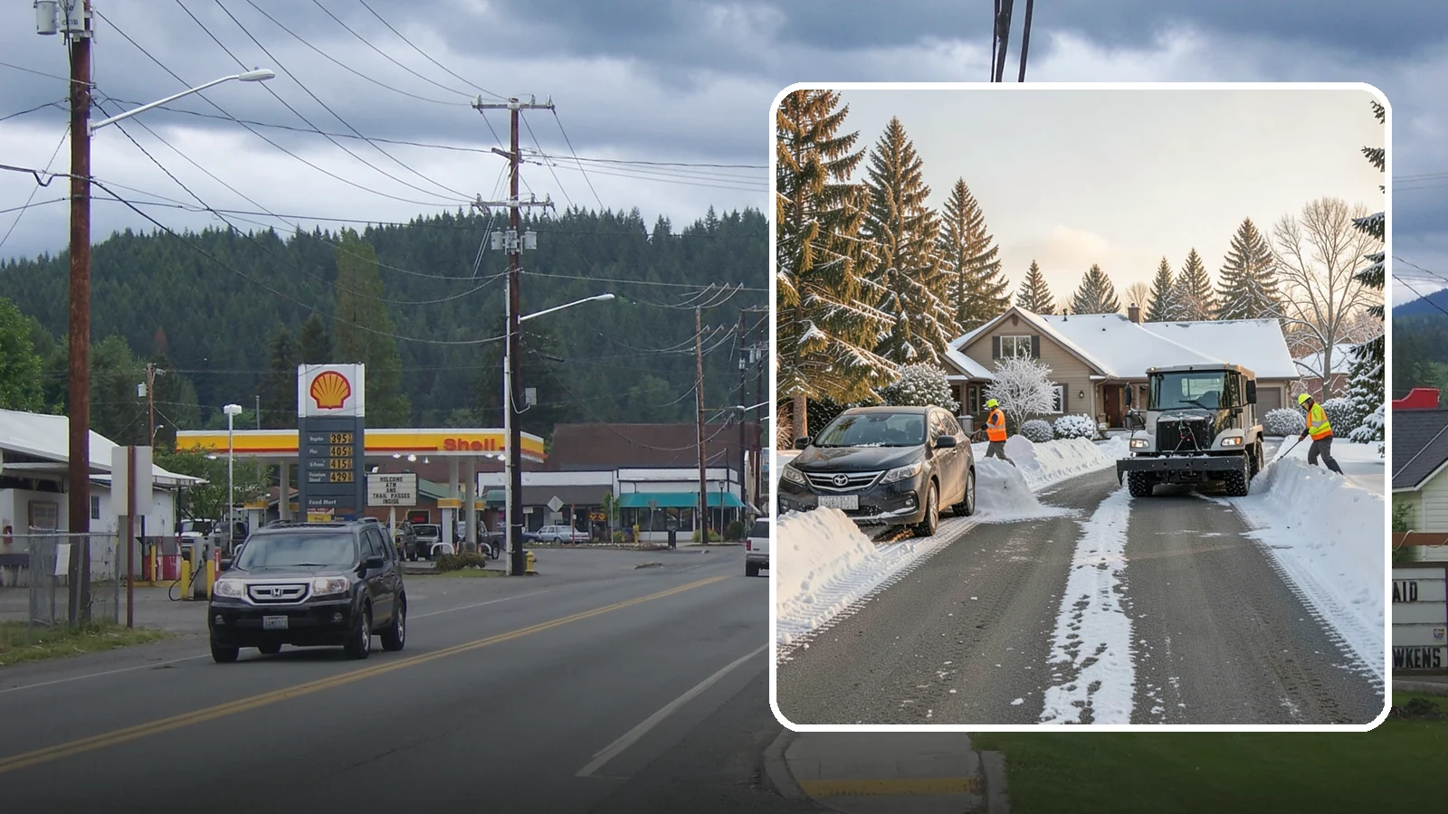 Single-Car Driveway Snow Removal in Granite Falls, Snohomish County, WA - We clear compact single-car driveways quickly so you can get out the door on a snowy Western Washington morning.