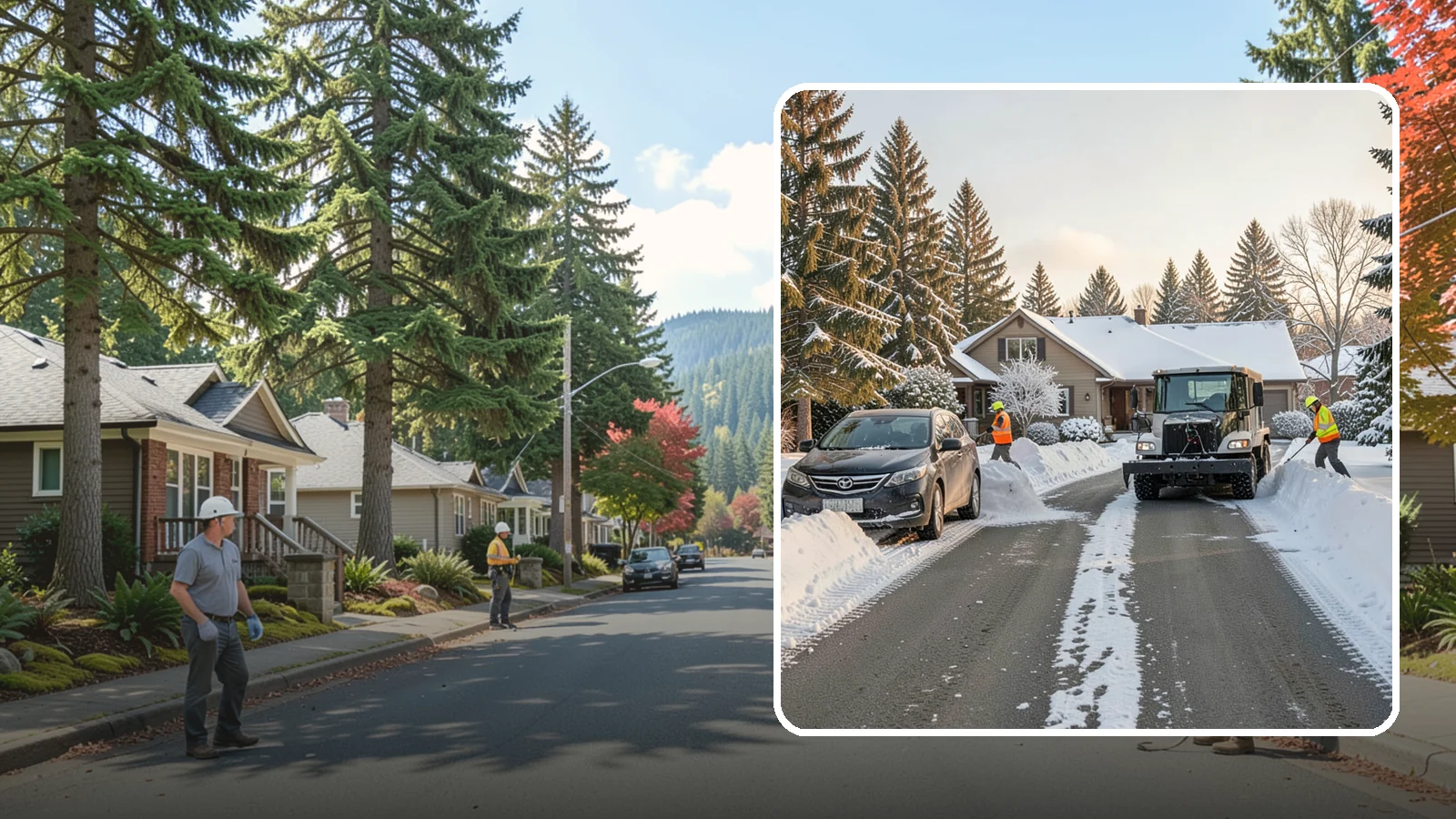 Single-Car Driveway Snow Removal in Hunts Point, King County, WA - We clear compact single-car driveways quickly so you can get out the door on a snowy Western Washington morning.