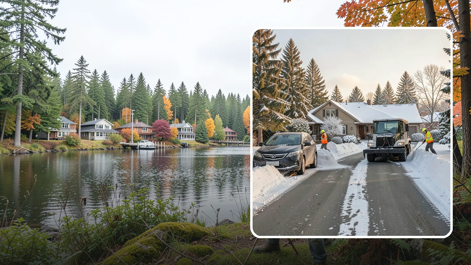 Single-Car Driveway Snow Removal in La Conner, Skagit County, WA - We clear compact single-car driveways quickly so you can get out the door on a snowy Western Washington morning.