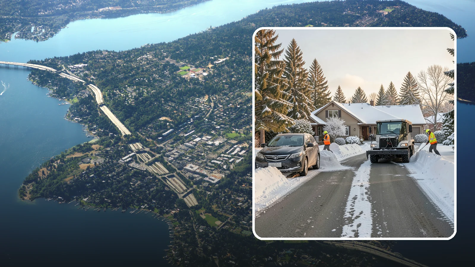 Single-Car Driveway Snow Removal in Mercer Island, King County, WA - We clear compact single-car driveways quickly so you can get out the door on a snowy Western Washington morning.
