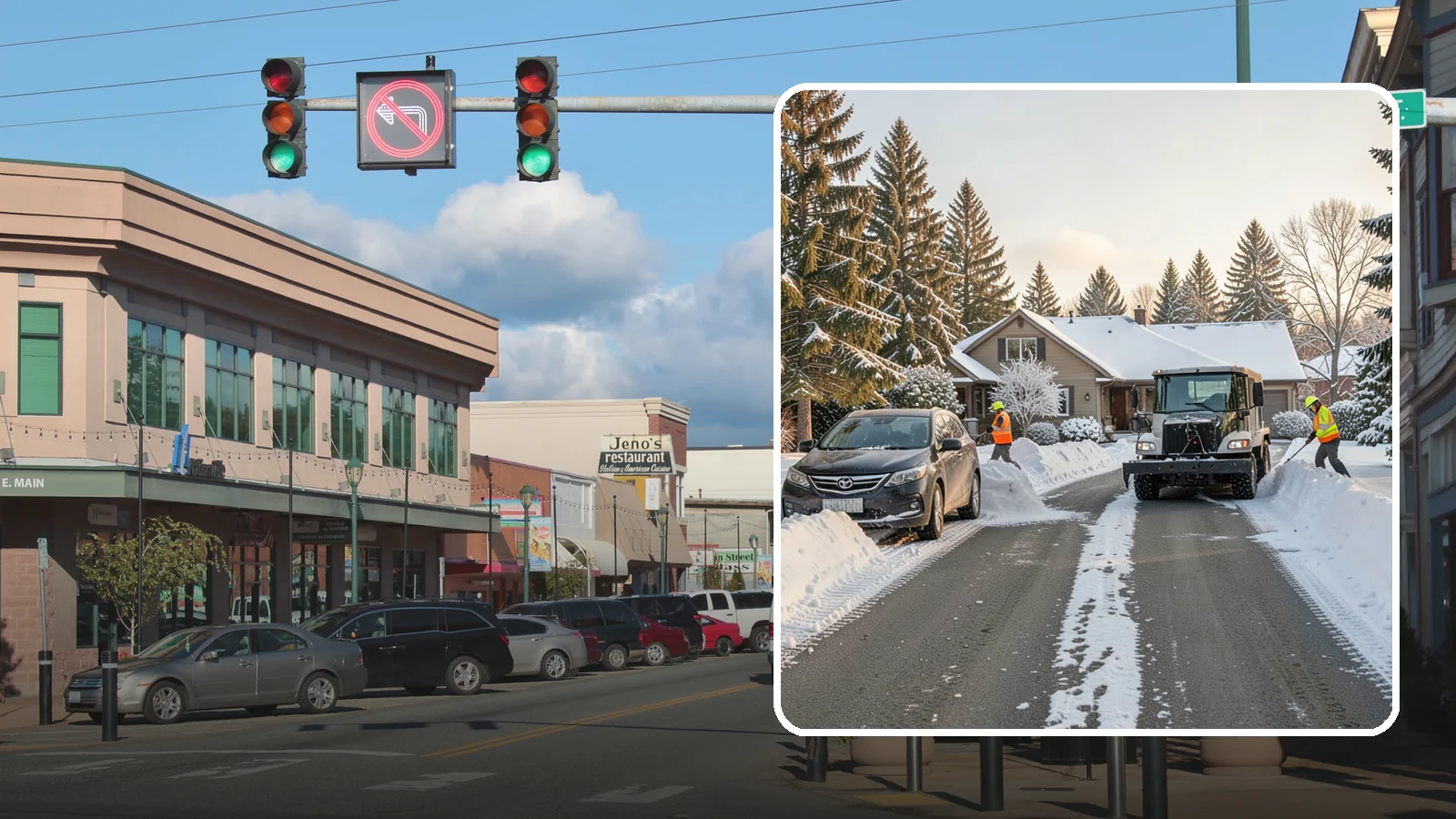Single-Car Driveway Snow Removal in Monroe, Snohomish County, WA - We clear compact single-car driveways quickly so you can get out the door on a snowy Western Washington morning.