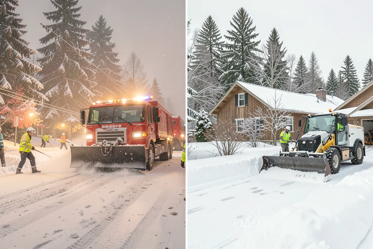 Single-Car Driveway Snow Removal in Monroe, Snohomish County, WA - We clear the driveway to the pavement