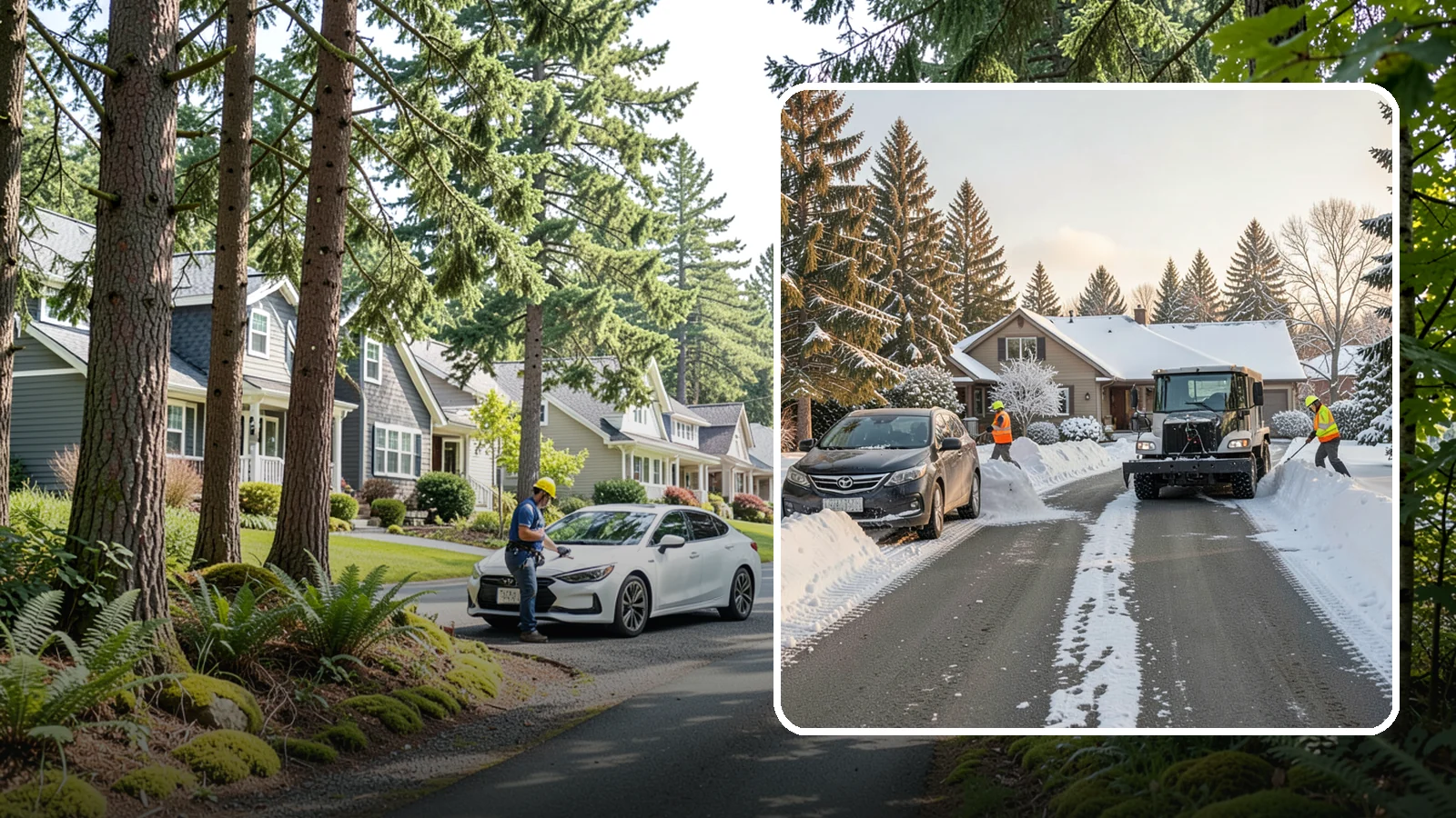 Single-Car Driveway Snow Removal in Normandy Park, King County, WA - We clear compact single-car driveways quickly so you can get out the door on a snowy Western Washington morning.