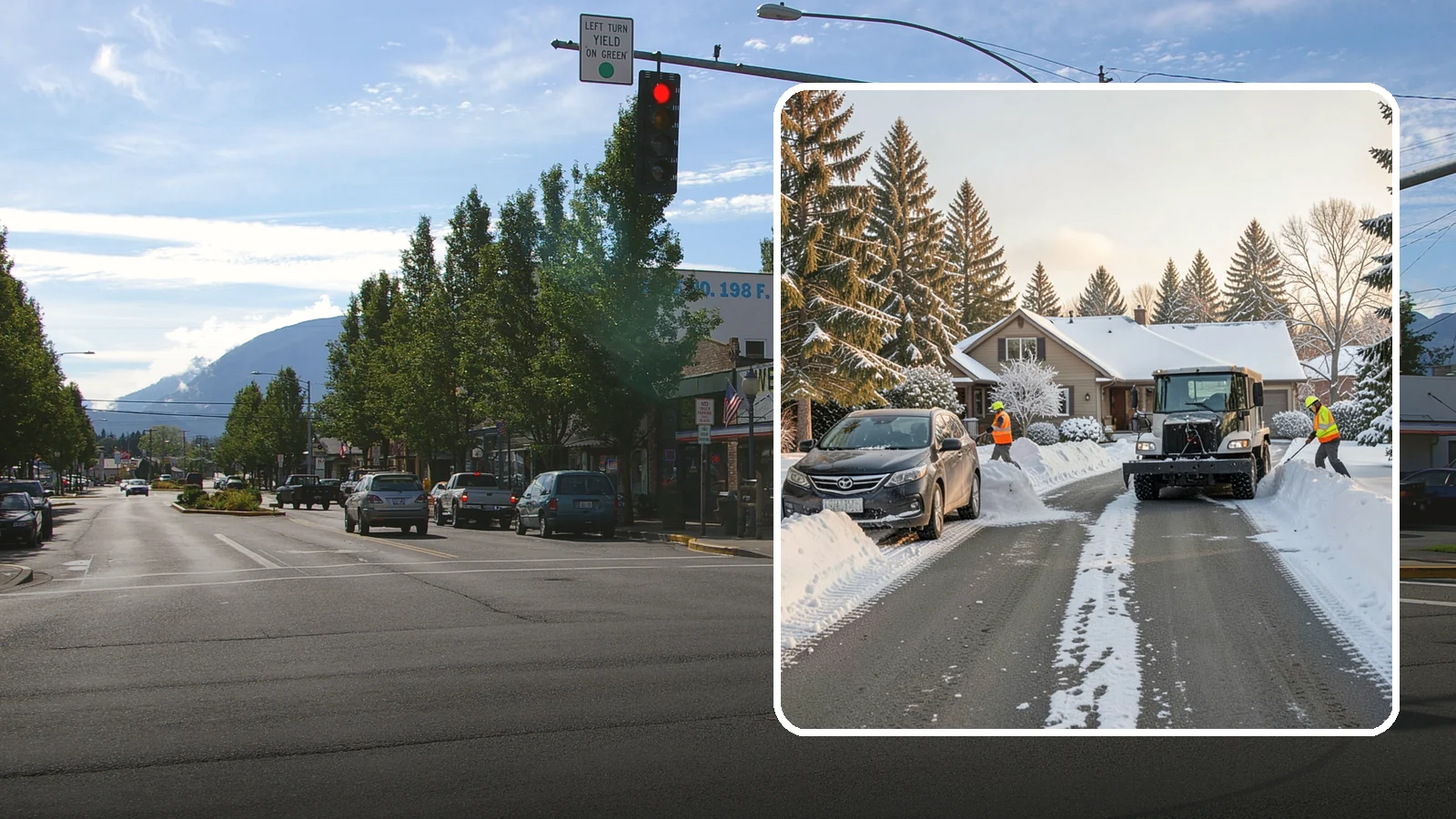 Single-Car Driveway Snow Removal in North Bend, King County, WA - We clear compact single-car driveways quickly so you can get out the door on a snowy Western Washington morning.