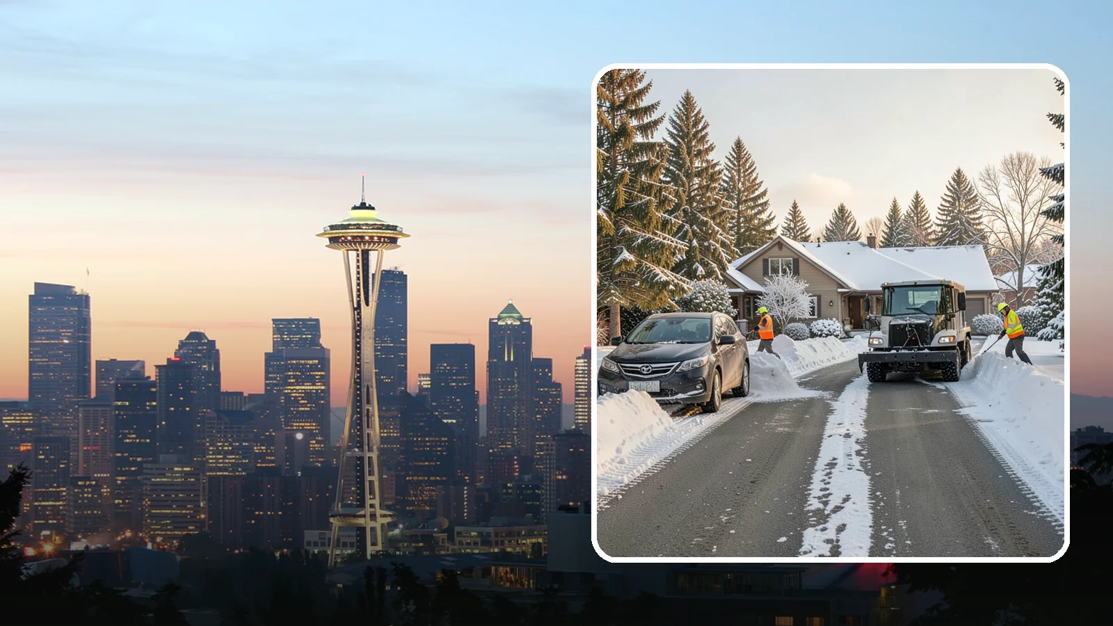 Single-Car Driveway Snow Removal in Seattle, King County, WA - We clear compact single-car driveways quickly so you can get out the door on a snowy Western Washington morning.