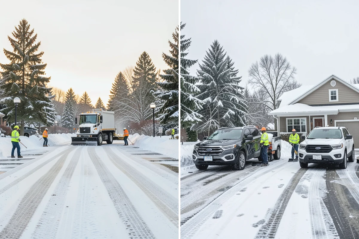 Single-Car Driveway Snow Removal in Sumner, Pierce County, WA - We clear the driveway to the pavement