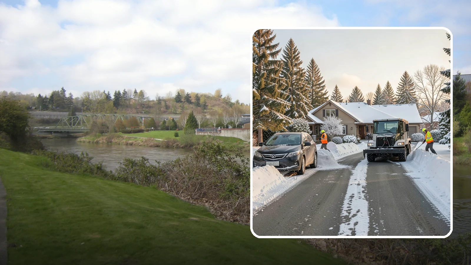 Single-Car Driveway Snow Removal in Tukwila, King County, WA - We clear compact single-car driveways quickly so you can get out the door on a snowy Western Washington morning.