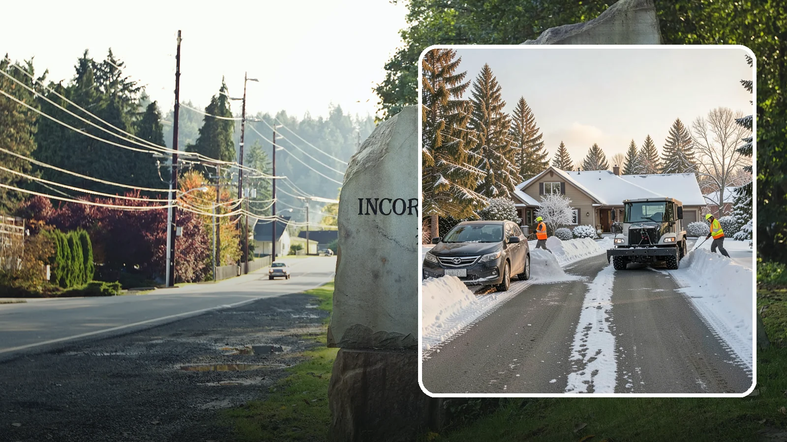 Single-Car Driveway Snow Removal in Wilkeson, Pierce County, WA - We clear compact single-car driveways quickly so you can get out the door on a snowy Western Washington morning.