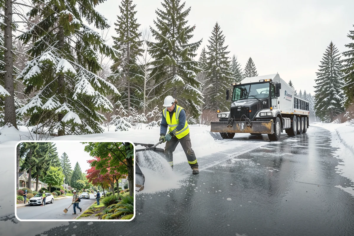 Skid Steer Snow Removal in Beaux Arts Village, King County, WA - High-capacity clearing of commercial lots