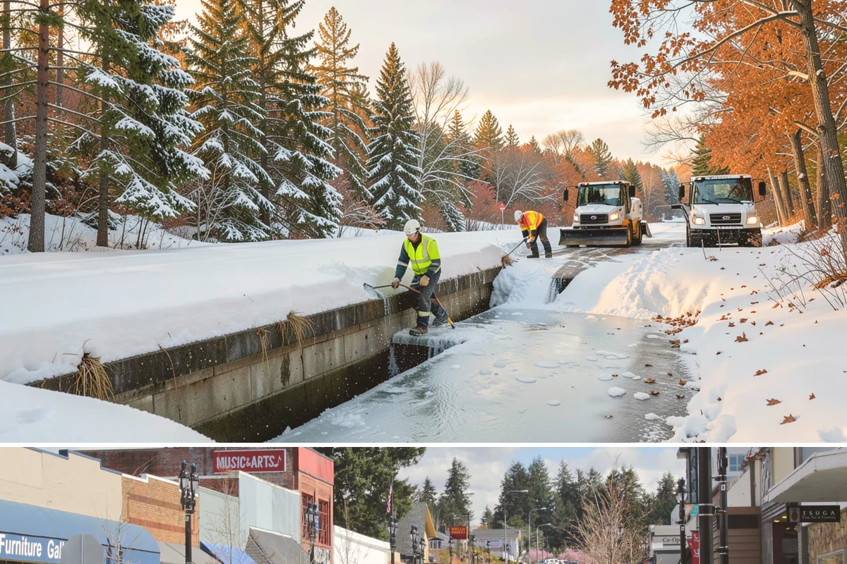 Skid Steer Snow Removal in Bothell, King County, WA - Skid steer service is heaviest during commercial snow events from December to February.
