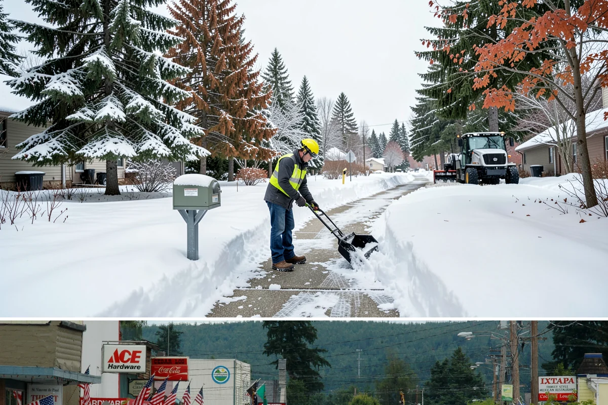 Skid Steer Snow Removal in Carnation, King County, WA - Skid steer service is heaviest during commercial snow events from December to February.