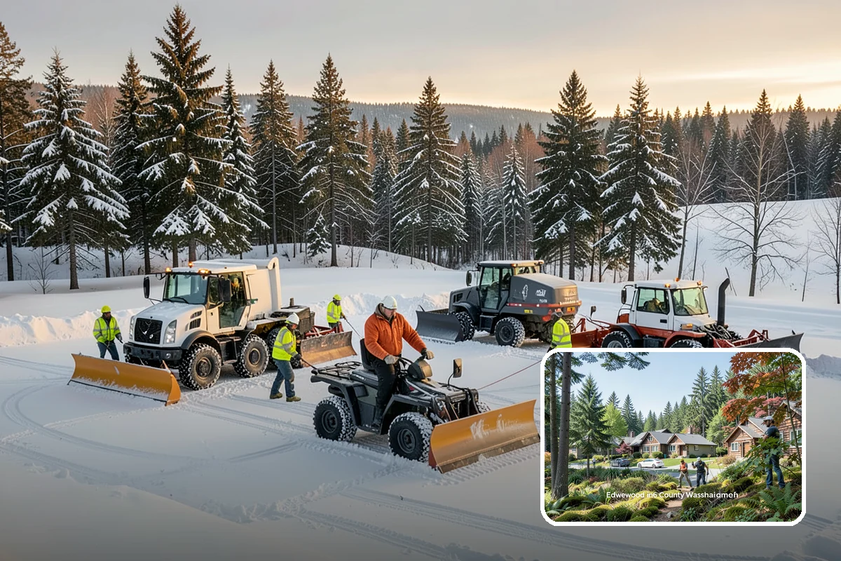 Skid Steer Snow Removal in Edgewood, Pierce County, WA - High-capacity clearing of commercial lots