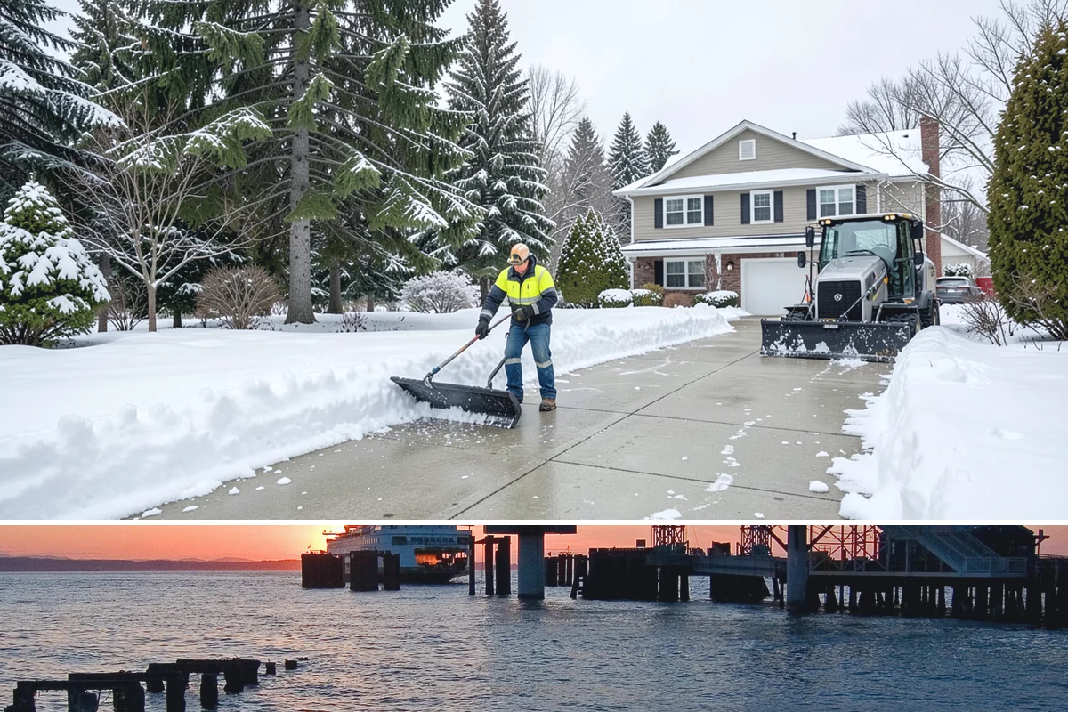 Skid Steer Snow Removal in Edmonds, Snohomish County, WA - Skid steer service is heaviest during commercial snow events from December to February.