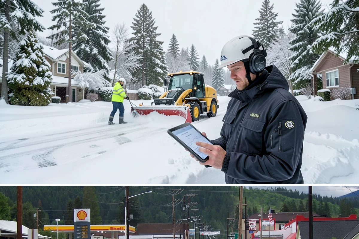 Skid Steer Snow Removal in Granite Falls, Snohomish County, WA - Skid steer service is heaviest during commercial snow events from December to February.