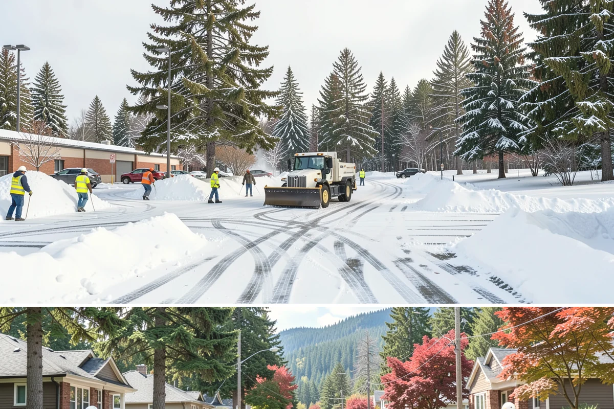 Skid Steer Snow Removal in Hunts Point, King County, WA - Skid steer service is heaviest during commercial snow events from December to February.