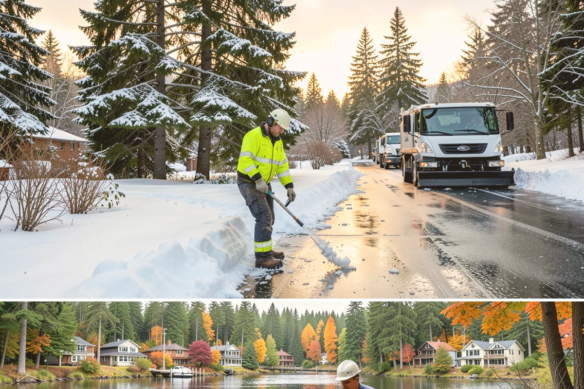 Skid Steer Snow Removal in La Conner, Skagit County, WA - Skid steer service is heaviest during commercial snow events from December to February.