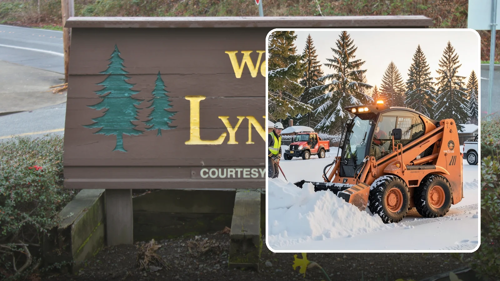 Skid Steer Snow Removal in Lynnwood, Snohomish County, WA - Our skid steers with pushers and buckets clear and stack snow efficiently on commercial lots and larger sites.