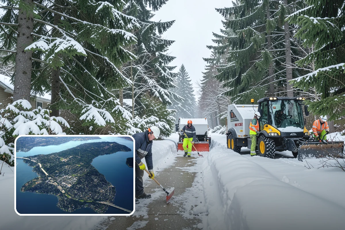 Skid Steer Snow Removal in Mercer Island, King County, WA - High-capacity clearing of commercial lots