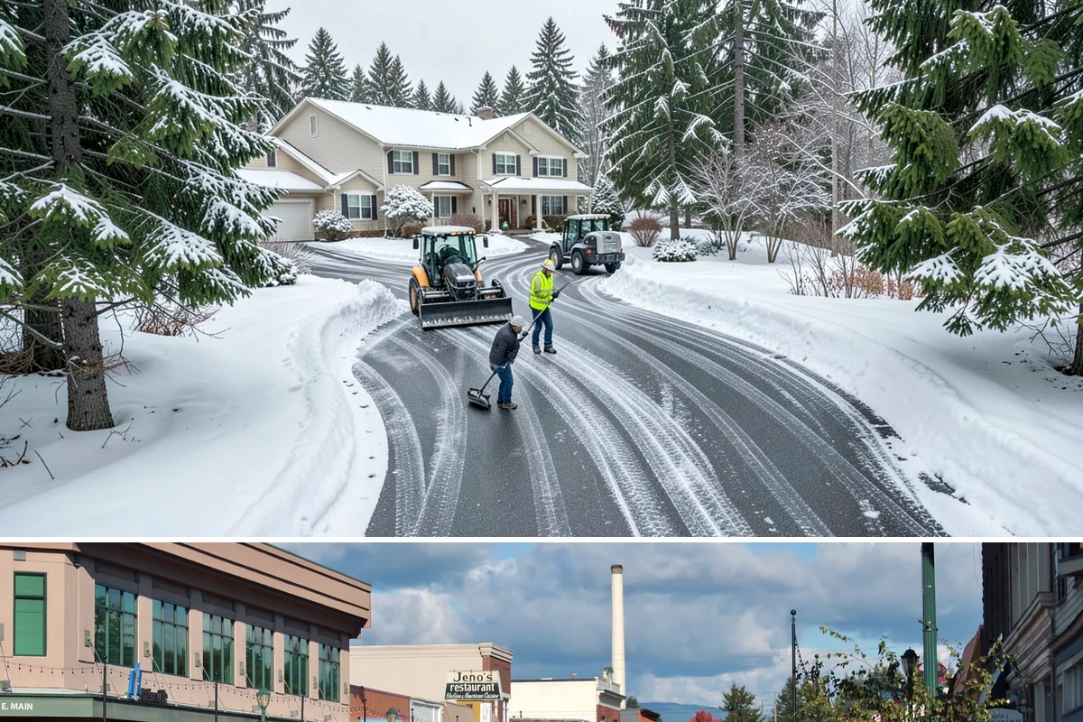 Skid Steer Snow Removal in Monroe, Snohomish County, WA - Skid steer service is heaviest during commercial snow events from December to February.
