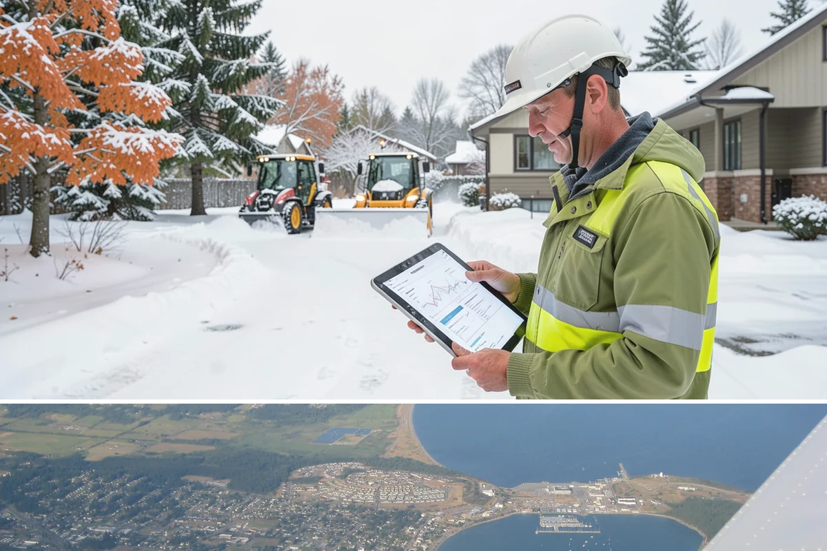 Skid Steer Snow Removal in Oak Harbor, Island County, WA - Skid steer service is heaviest during commercial snow events from December to February.