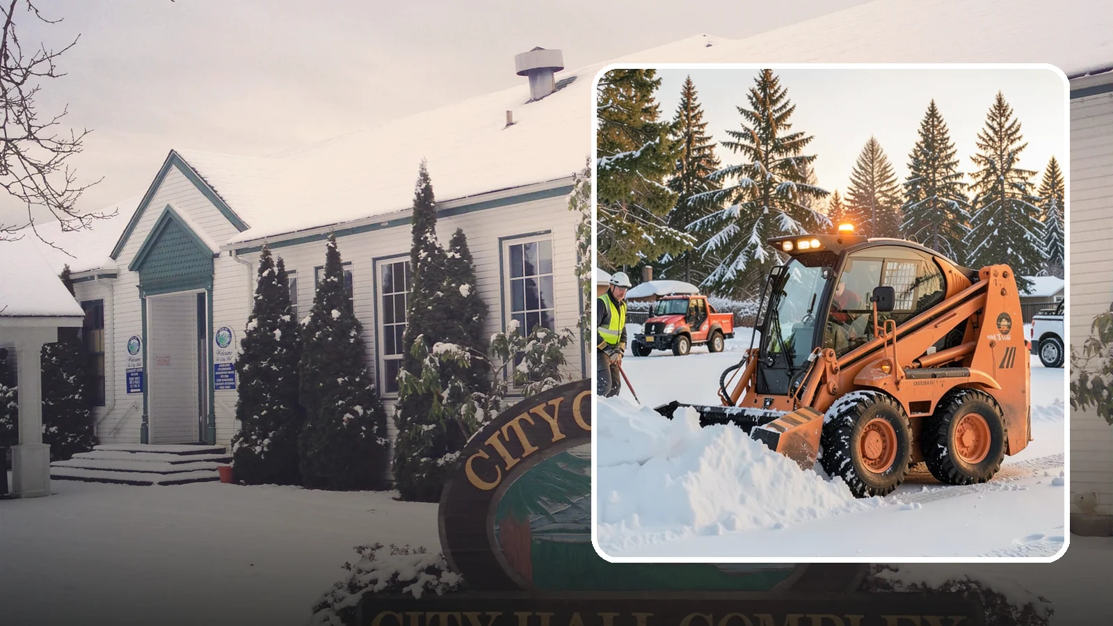 Skid Steer Snow Removal in Pacific, King County, WA - Our skid steers with pushers and buckets clear and stack snow efficiently on commercial lots and larger sites.