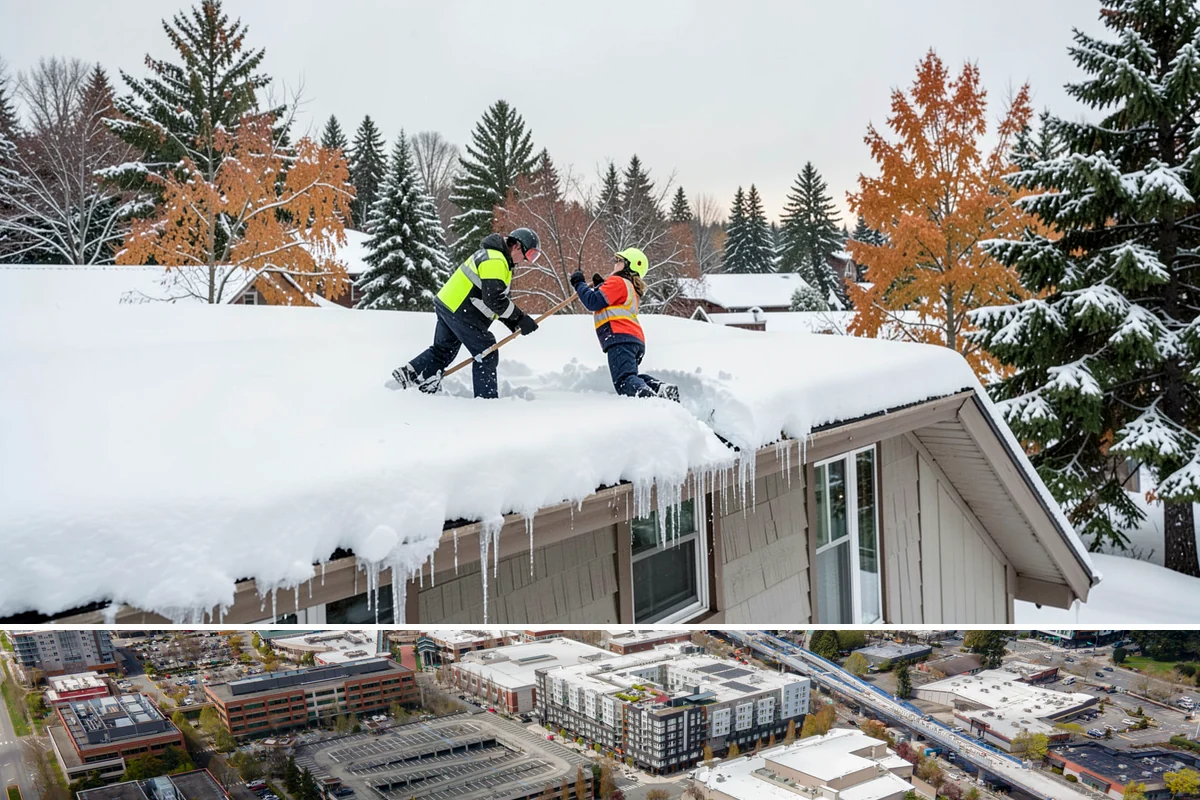Skid Steer Snow Removal in Redmond, King County, WA - Skid steer service is heaviest during commercial snow events from December to February.