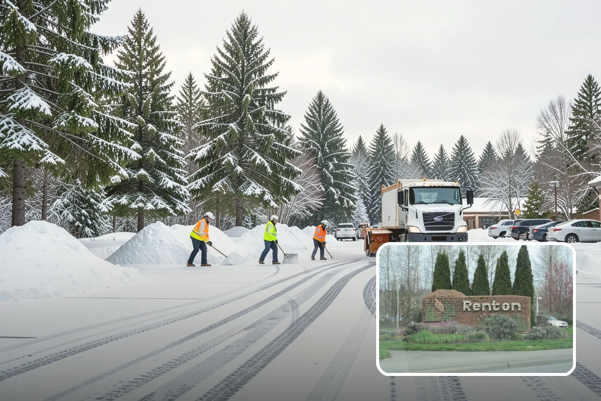 Skid Steer Snow Removal in Renton, King County, WA - High-capacity clearing of commercial lots