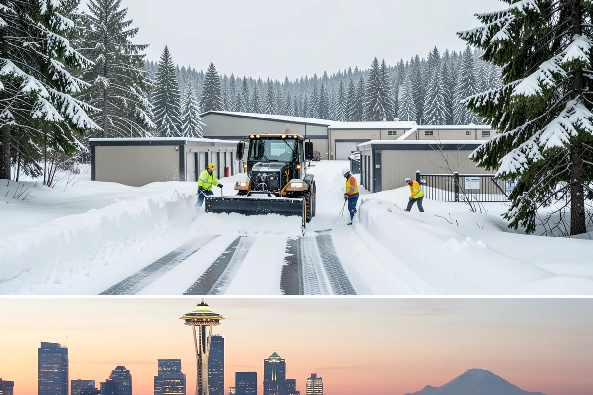 Skid Steer Snow Removal in Seattle, King County, WA - Skid steer service is heaviest during commercial snow events from December to February.