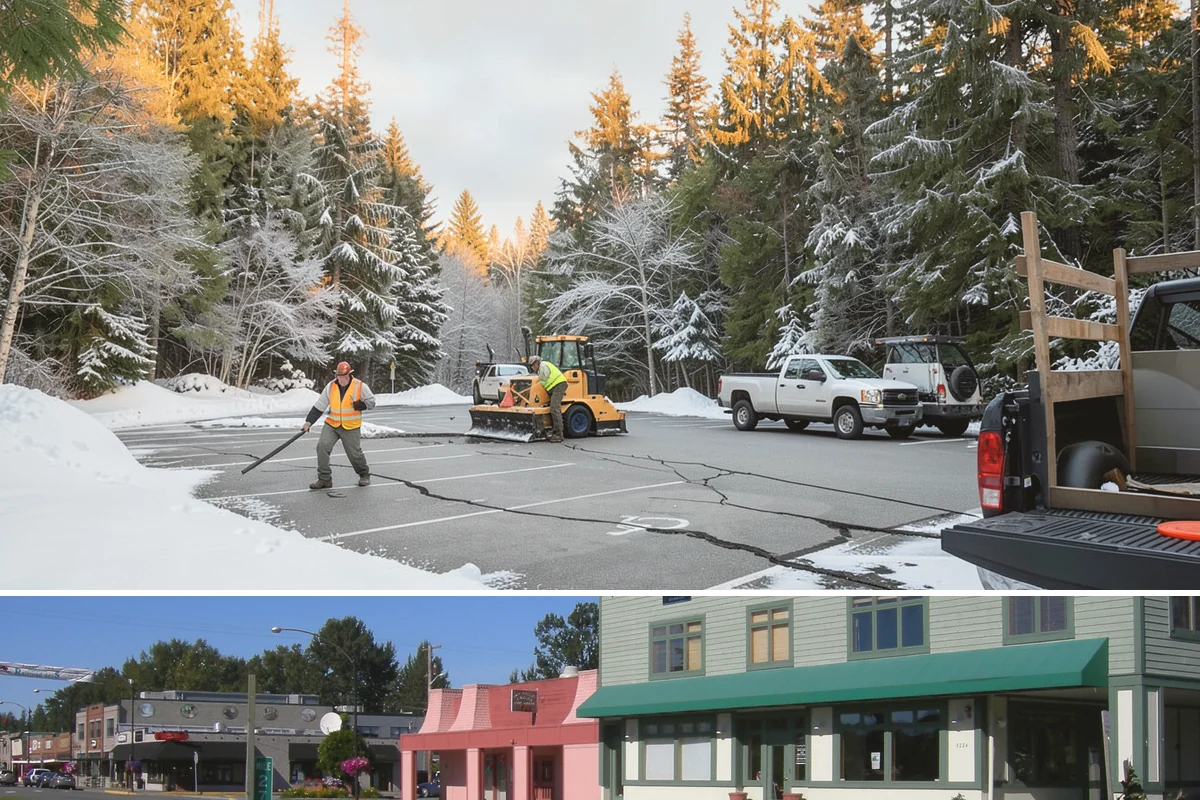 Skid Steer Snow Removal in Snoqualmie, King County, WA - Skid steer service is heaviest during commercial snow events from December to February.