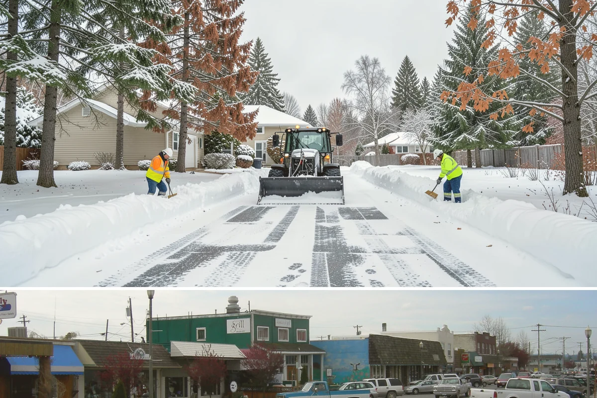 Skid Steer Snow Removal in Stanwood, Snohomish County, WA - Skid steer service is heaviest during commercial snow events from December to February.