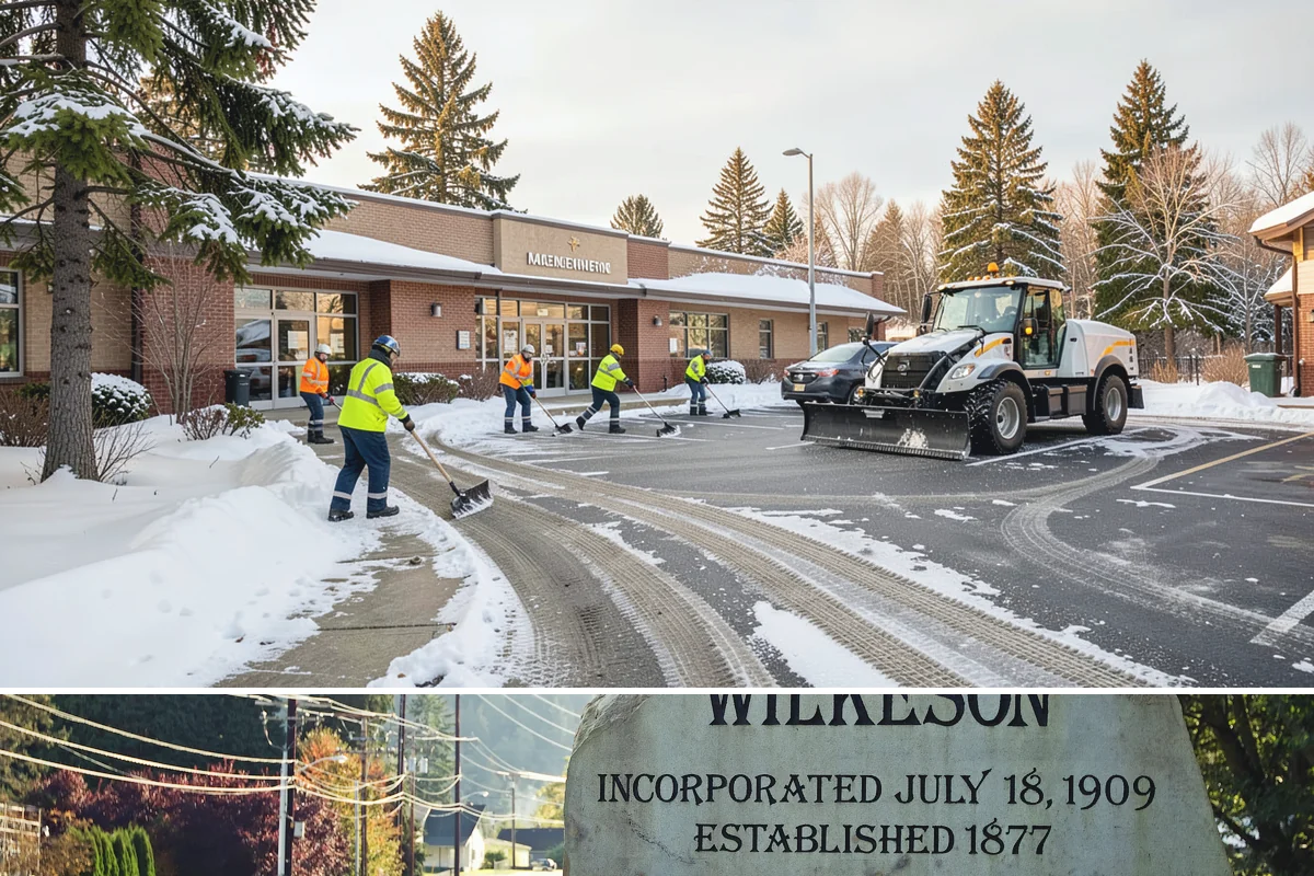 Skid Steer Snow Removal in Wilkeson, Pierce County, WA - Skid steer service is heaviest during commercial snow events from December to February.