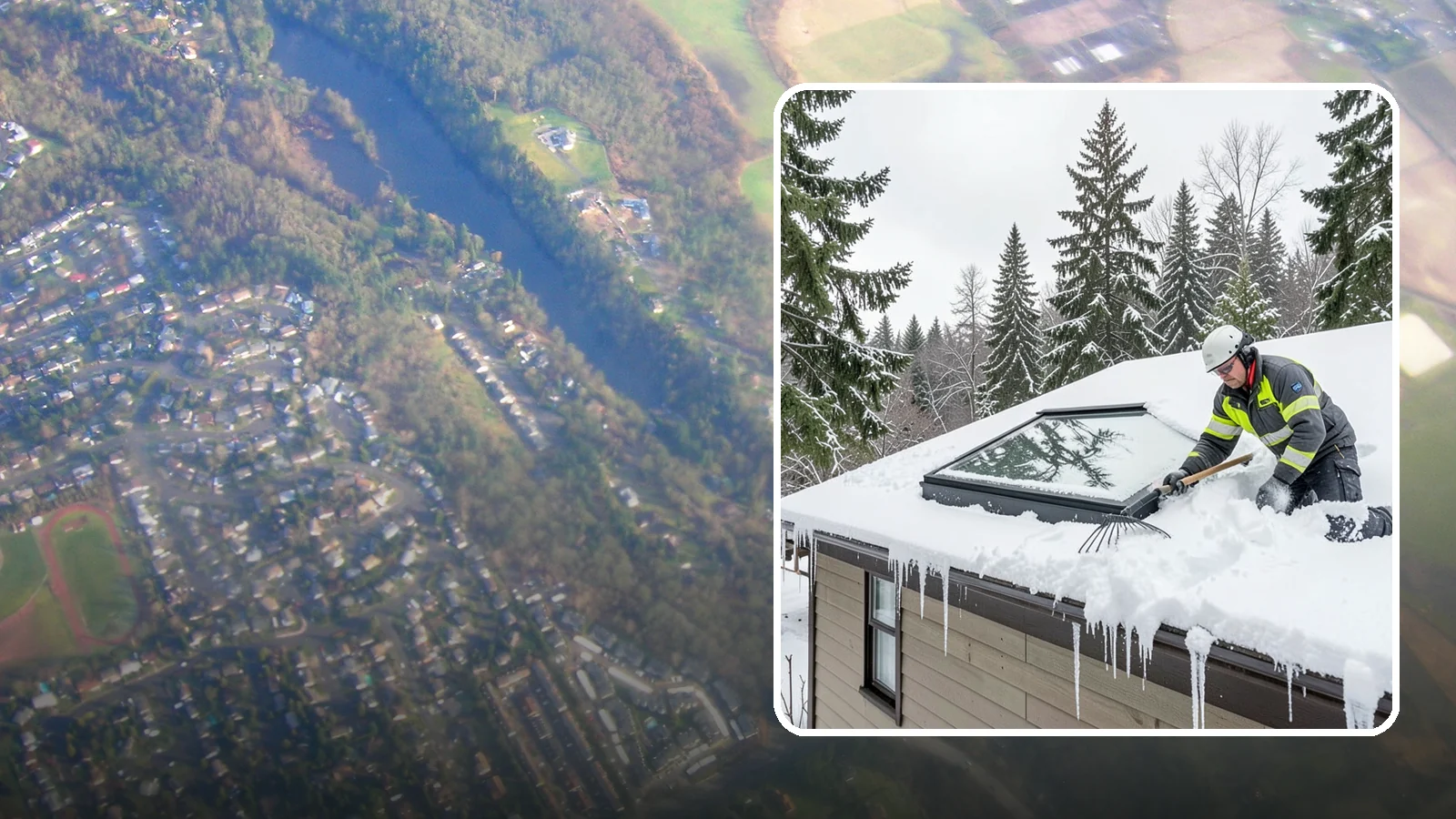 Skylight Snow Removal in Algona, King County, WA - We carefully remove snow from and around skylights to protect the glazing and prevent leaks.