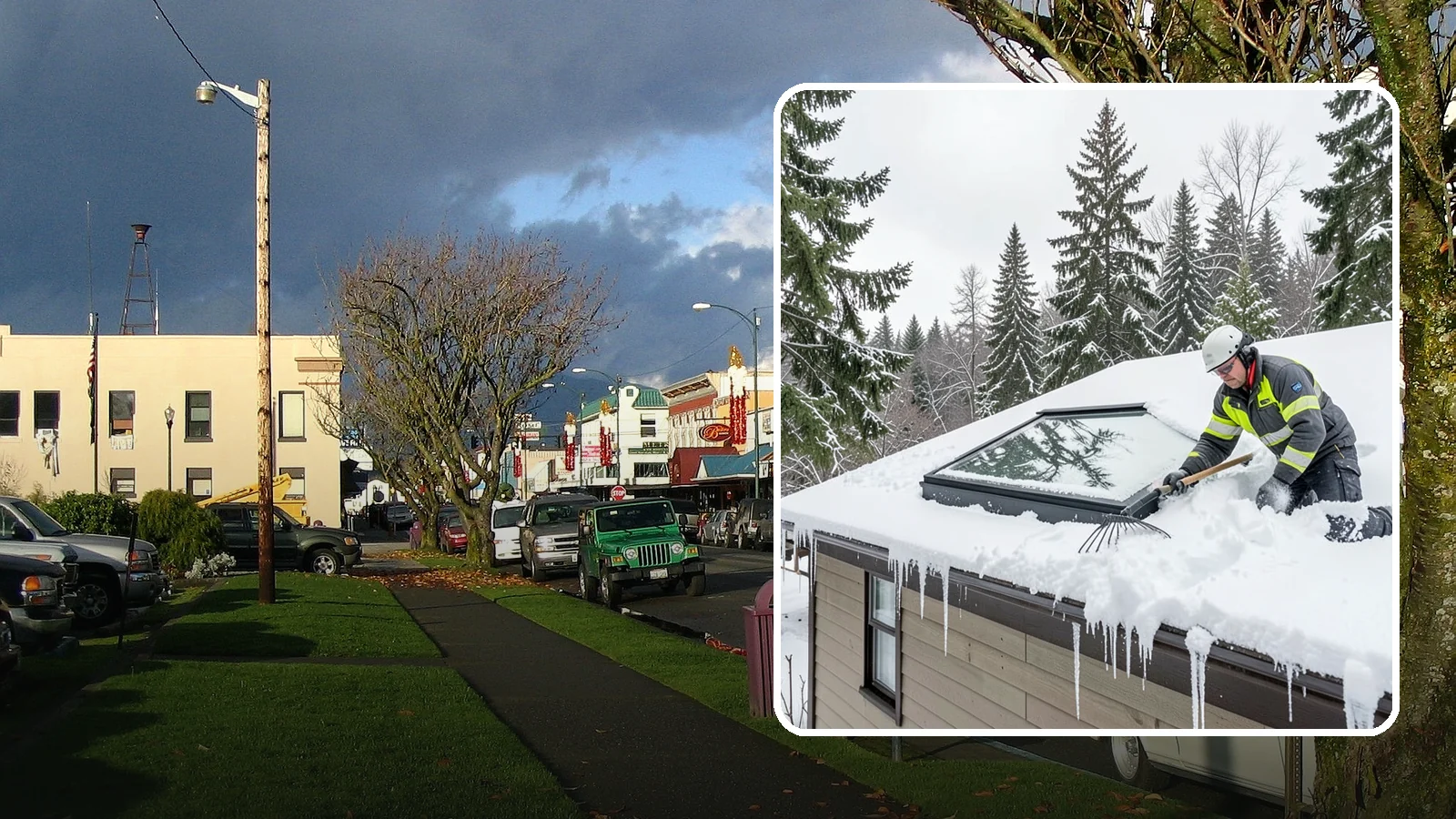 Skylight Snow Removal in Arlington, Snohomish County, WA - We carefully remove snow from and around skylights to protect the glazing and prevent leaks.