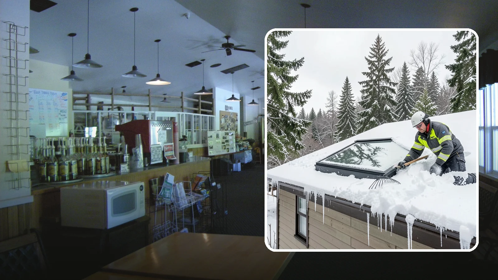 Skylight Snow Removal in Black Diamond, King County, WA - We carefully remove snow from and around skylights to protect the glazing and prevent leaks.