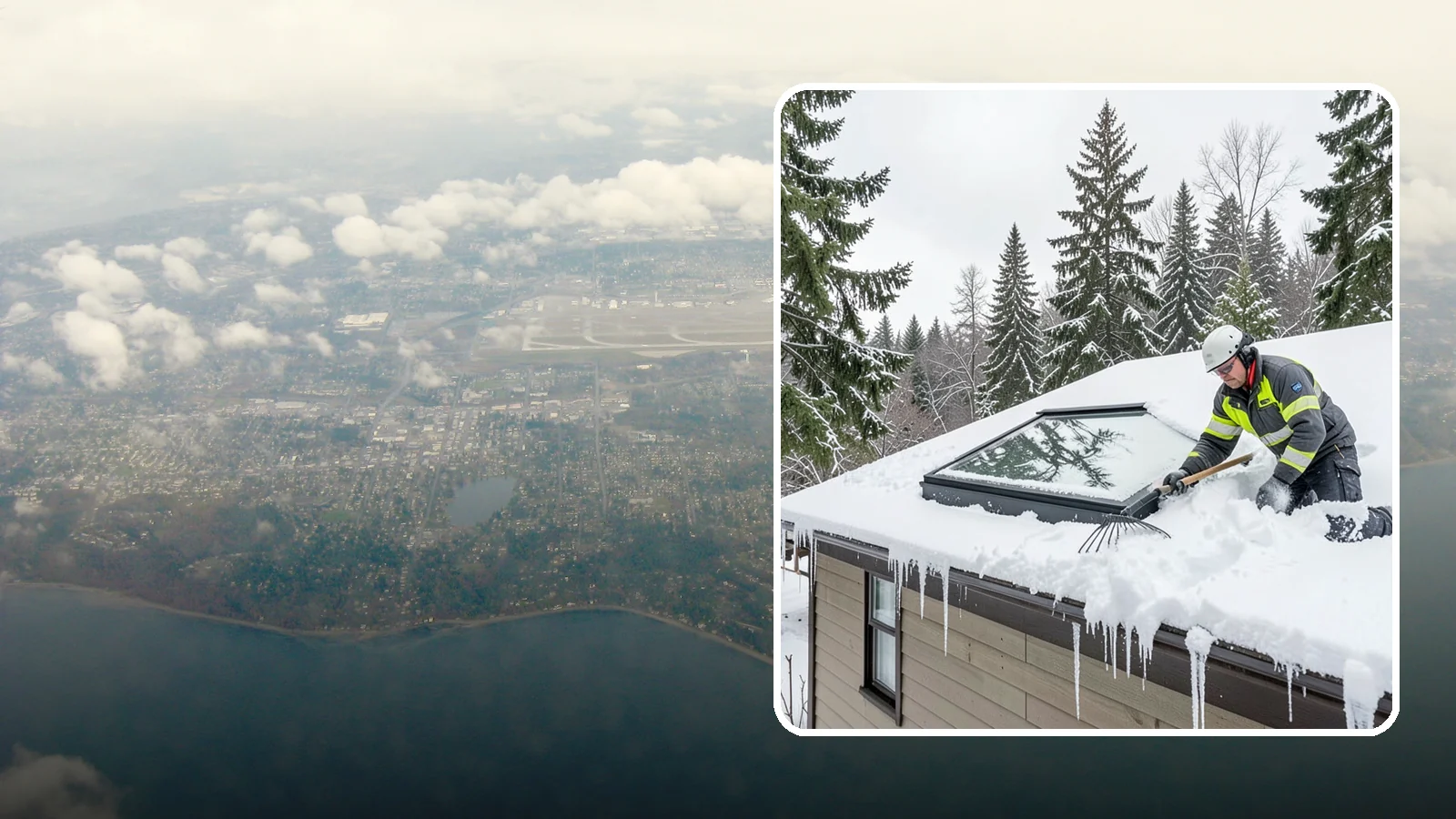 Skylight Snow Removal in Burien, King County, WA - We carefully remove snow from and around skylights to protect the glazing and prevent leaks.