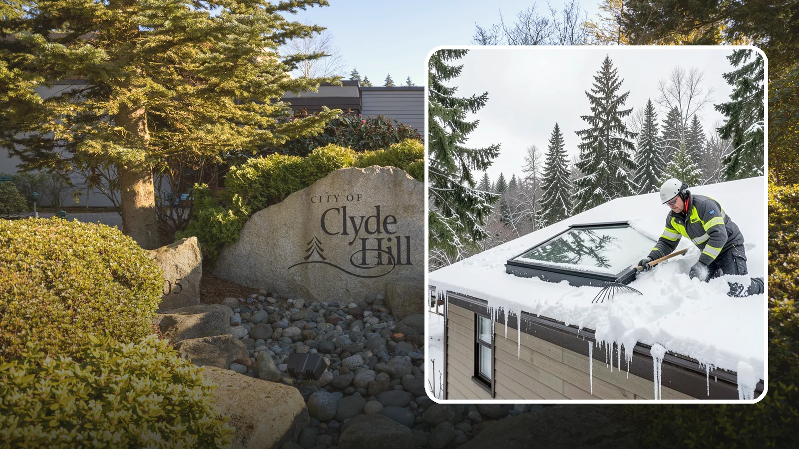 Skylight Snow Removal in Clyde Hill, King County, WA - We carefully remove snow from and around skylights to protect the glazing and prevent leaks.