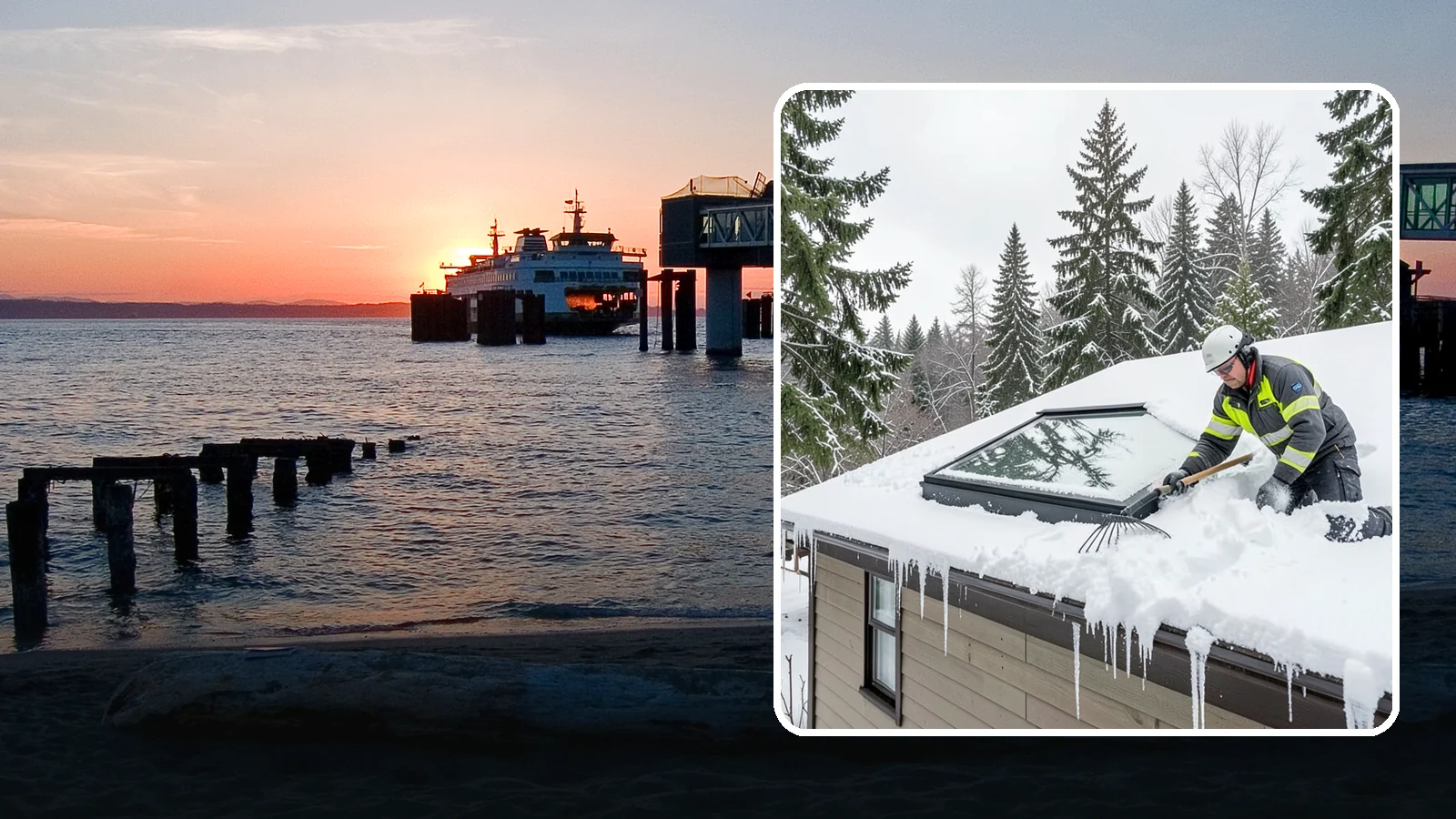 Skylight Snow Removal in Edmonds, Snohomish County, WA - We carefully remove snow from and around skylights to protect the glazing and prevent leaks.