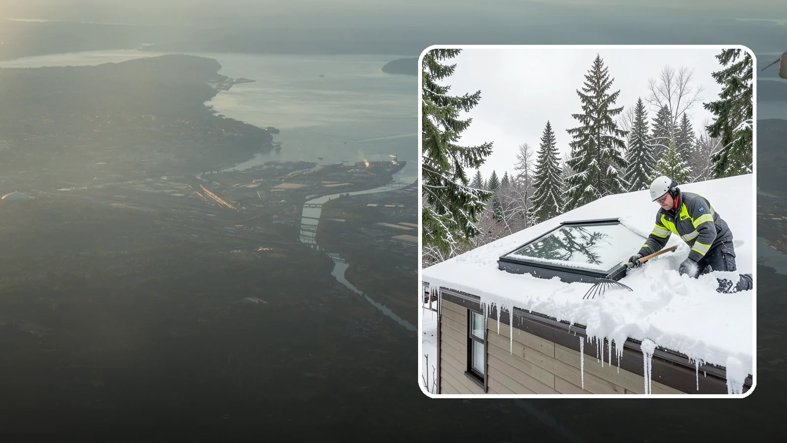 Skylight Snow Removal in Fife, Pierce County, WA - We carefully remove snow from and around skylights to protect the glazing and prevent leaks.