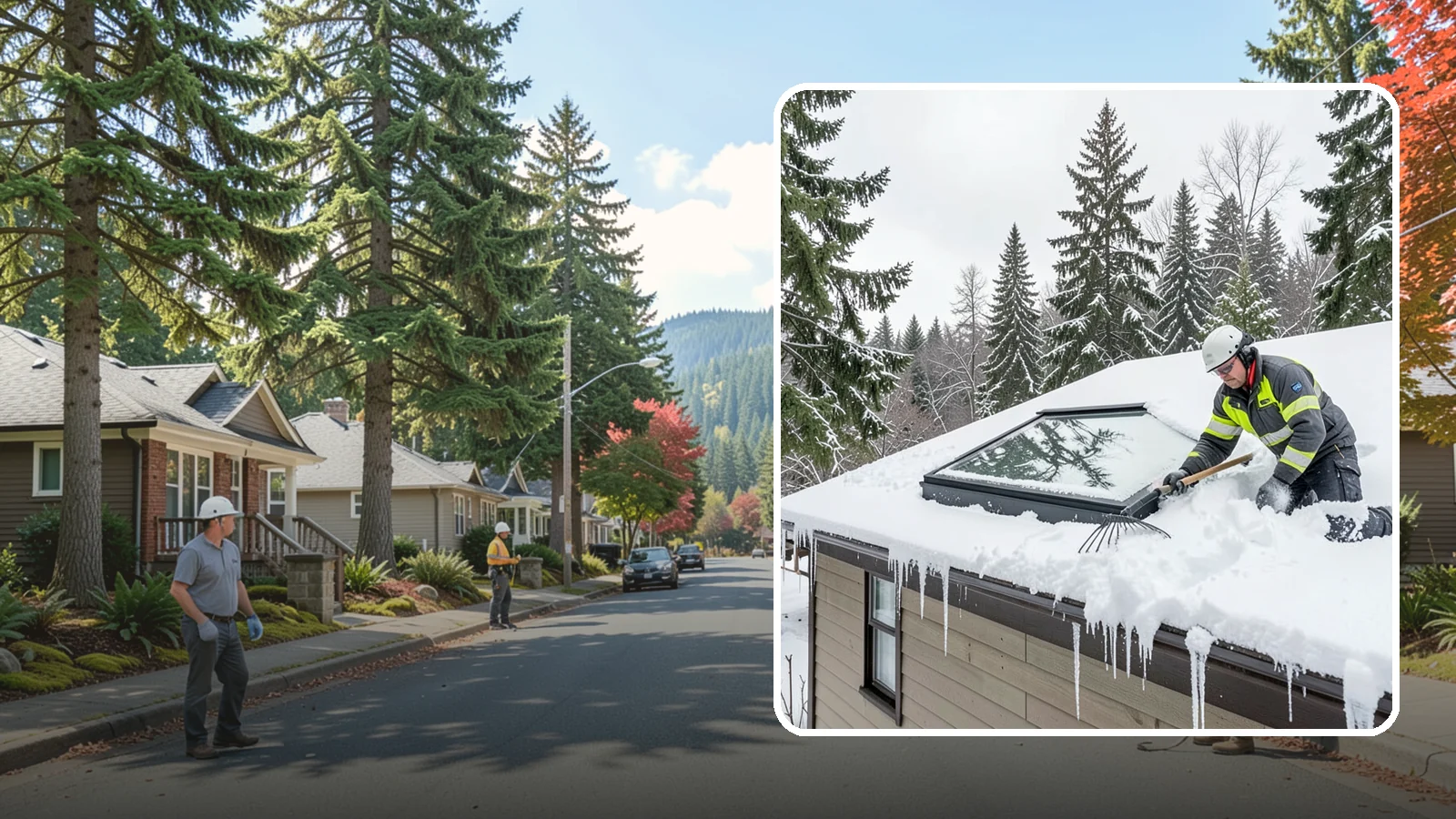 Skylight Snow Removal in Hunts Point, King County, WA - We carefully remove snow from and around skylights to protect the glazing and prevent leaks.