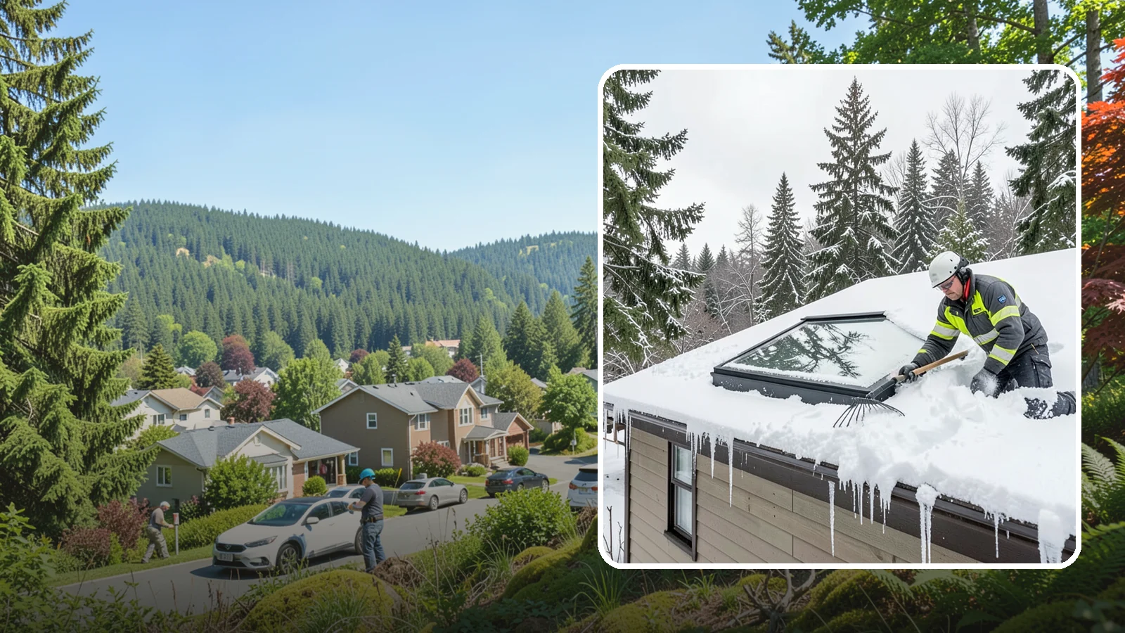 Skylight Snow Removal in Index, Snohomish County, WA - We carefully remove snow from and around skylights to protect the glazing and prevent leaks.