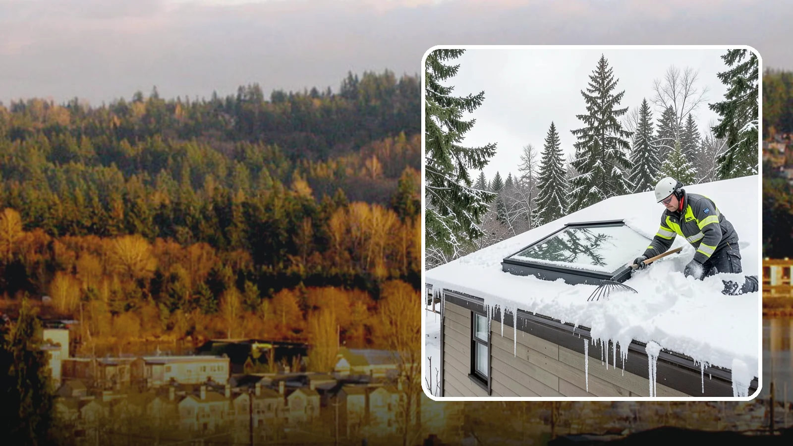 Skylight Snow Removal in Kenmore, King County, WA - We carefully remove snow from and around skylights to protect the glazing and prevent leaks.