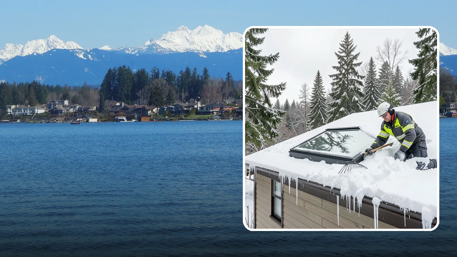 Skylight Snow Removal in Lake Stevens, Snohomish County, WA - We carefully remove snow from and around skylights to protect the glazing and prevent leaks.