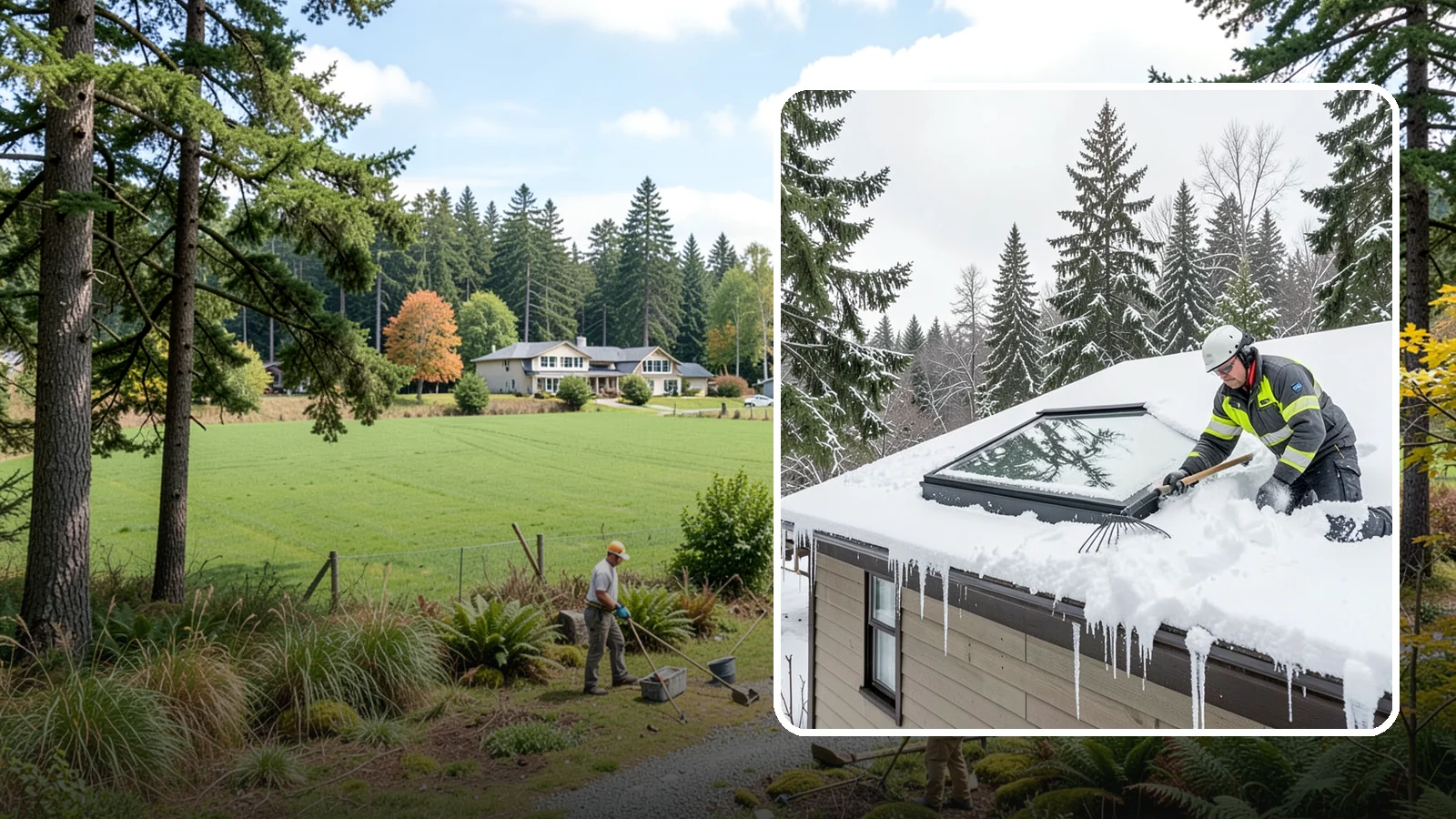 Skylight Snow Removal in Lyman, Skagit County, WA - We carefully remove snow from and around skylights to protect the glazing and prevent leaks.