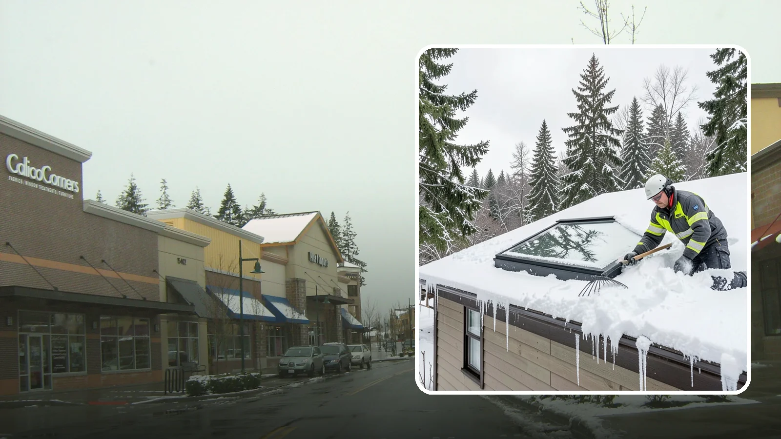 Skylight Snow Removal in Mill Creek, Snohomish County, WA - We carefully remove snow from and around skylights to protect the glazing and prevent leaks.