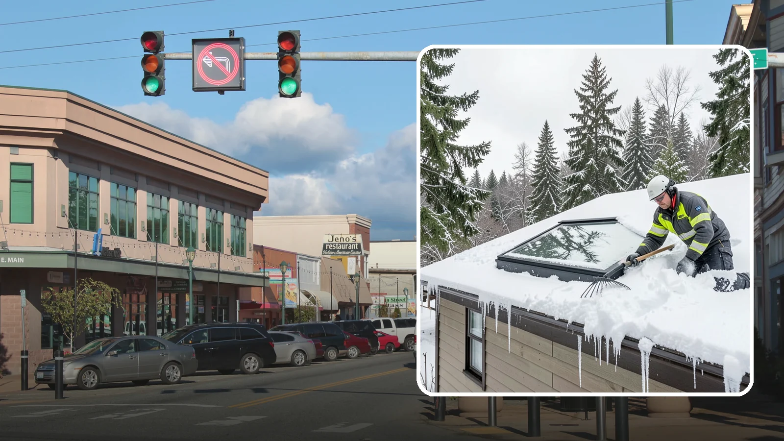 Skylight Snow Removal in Monroe, Snohomish County, WA - We carefully remove snow from and around skylights to protect the glazing and prevent leaks.