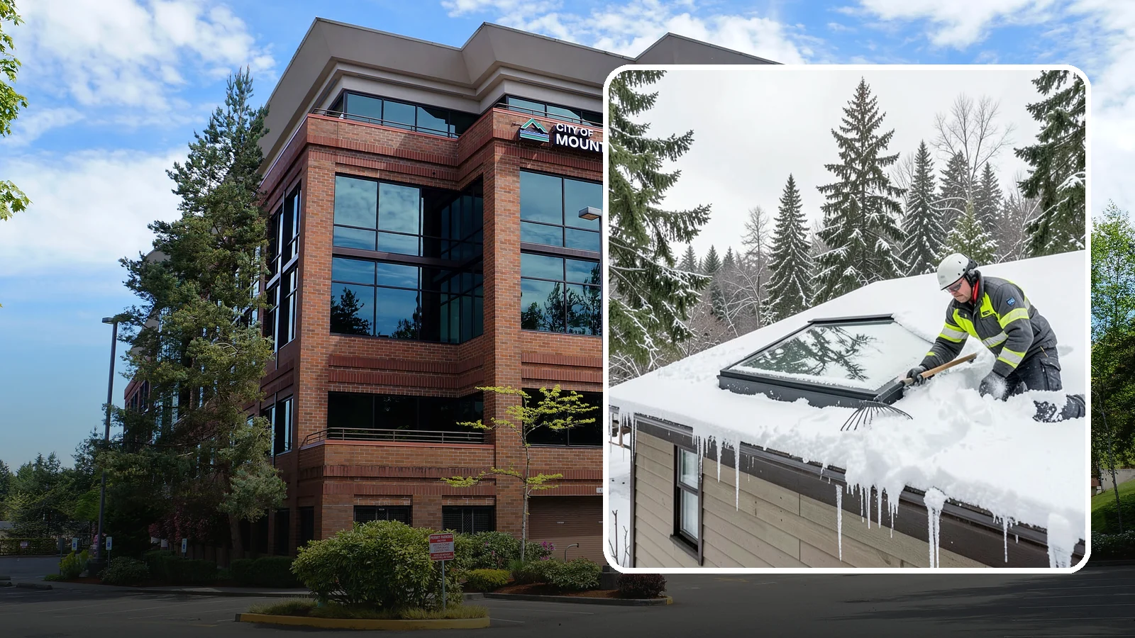 Skylight Snow Removal in Mountlake Terrace, Snohomish County, WA - We carefully remove snow from and around skylights to protect the glazing and prevent leaks.