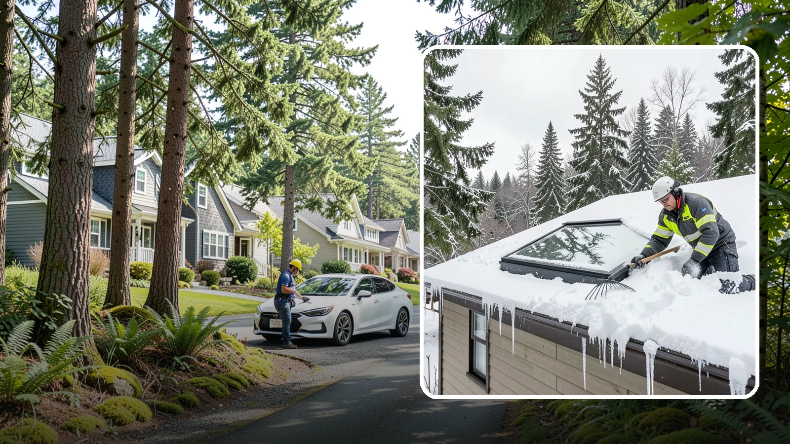 Skylight Snow Removal in Normandy Park, King County, WA - We carefully remove snow from and around skylights to protect the glazing and prevent leaks.