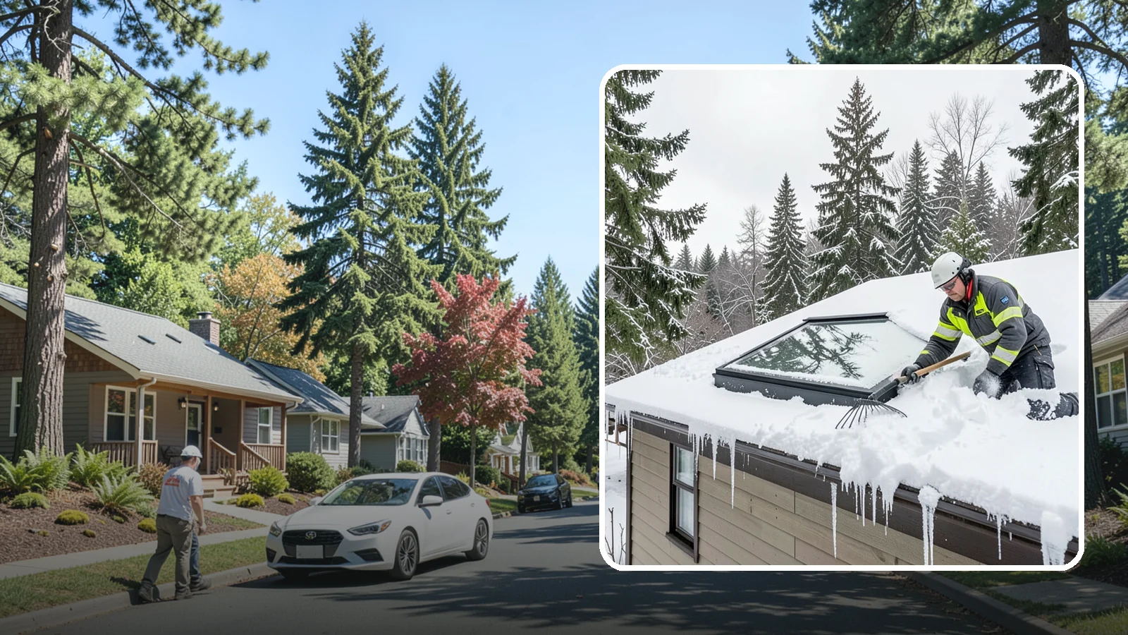 Skylight Snow Removal in Orting, Pierce County, WA - We carefully remove snow from and around skylights to protect the glazing and prevent leaks.